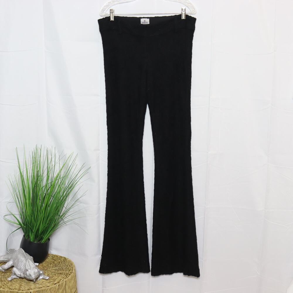 SW3 Bespoke Black Lace Flared Pants Size 10 Quiet Luxury